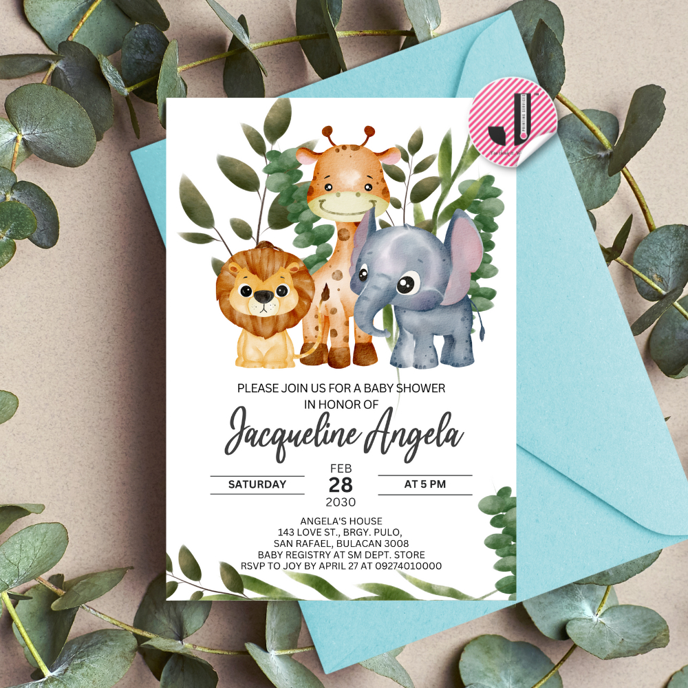 Safari / Jungle Baby Shower Invitation, Customized Invitation, Jungle ...