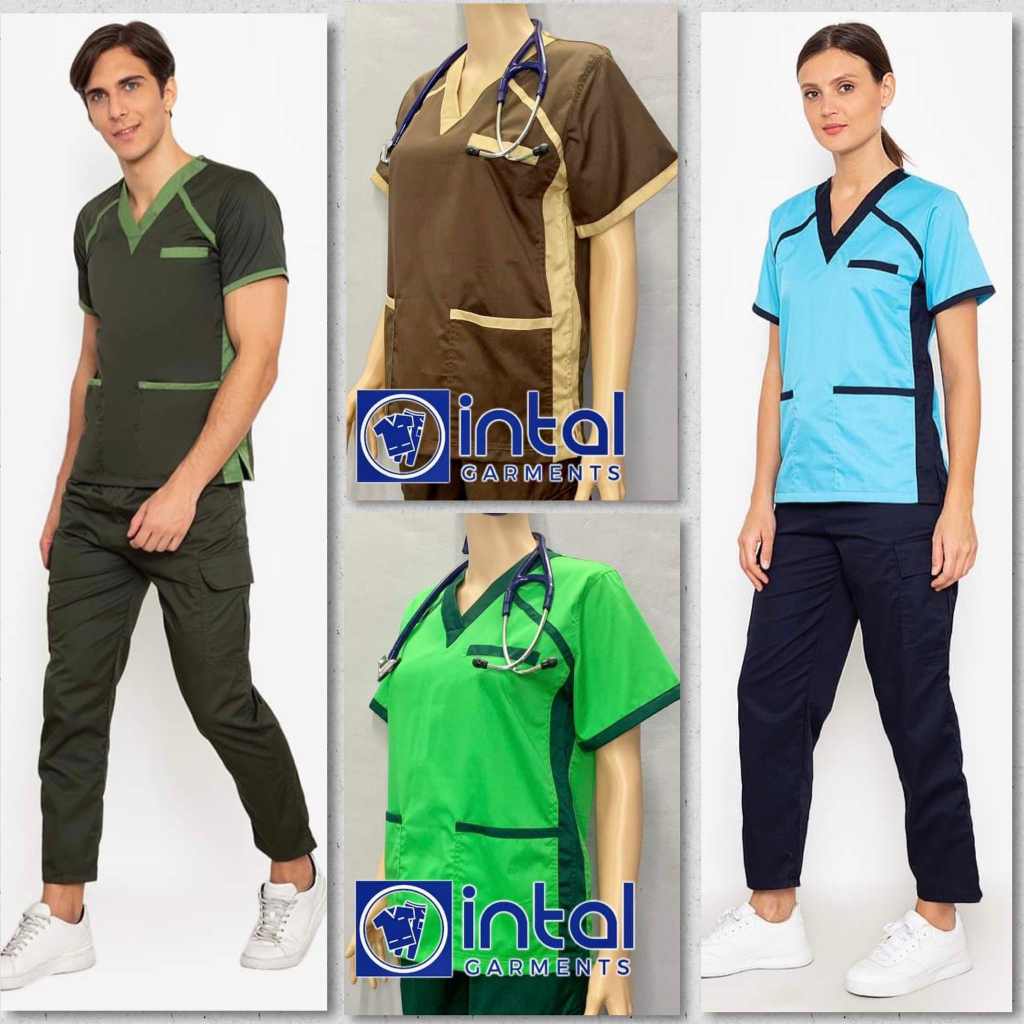 INTAL SCRUBSUIT 09B CARGO 6Pocket Pants Premium Quality VNeck Unisex