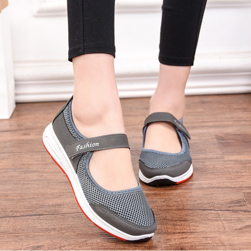 New Women Comfort Slip On Shoes Breathable Flat Non-Slip Casual Black ...