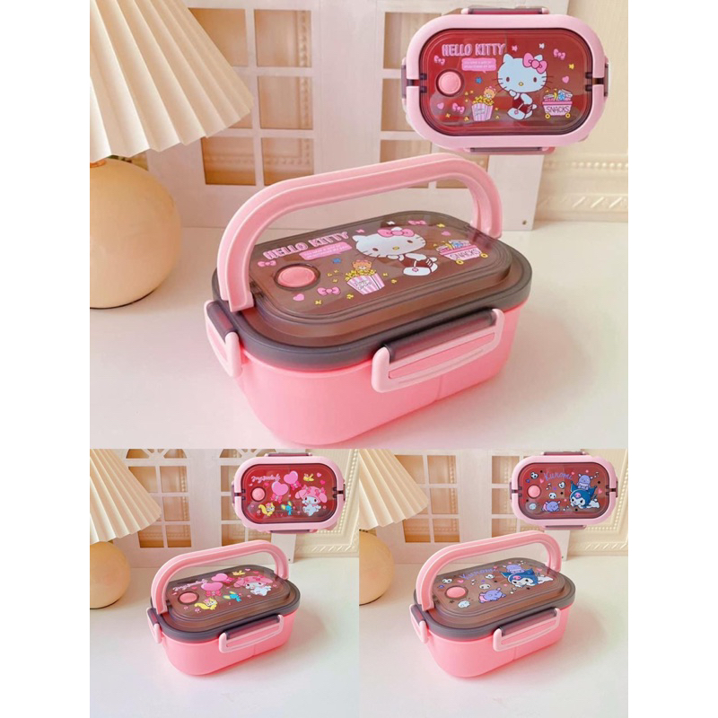 Hello Kitty, My Melody, Kuromi lunchbox with spoon & fork | Shopee ...