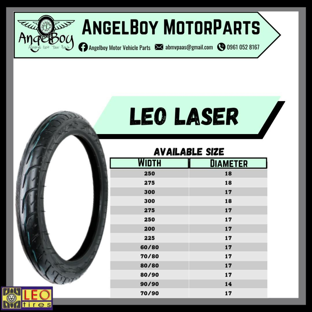 LEO TIRE LEO LASER MOTORCYCLE TIRE MADE IN THE PHILIPPINES HIGH QUALITY