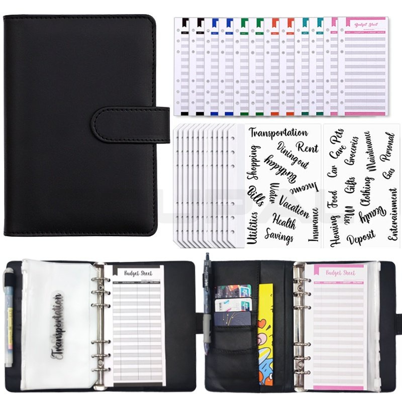 A6 Binder Notebook Cash Budget Planner PU Leather Ring Binder Ring Notebook  NEW
