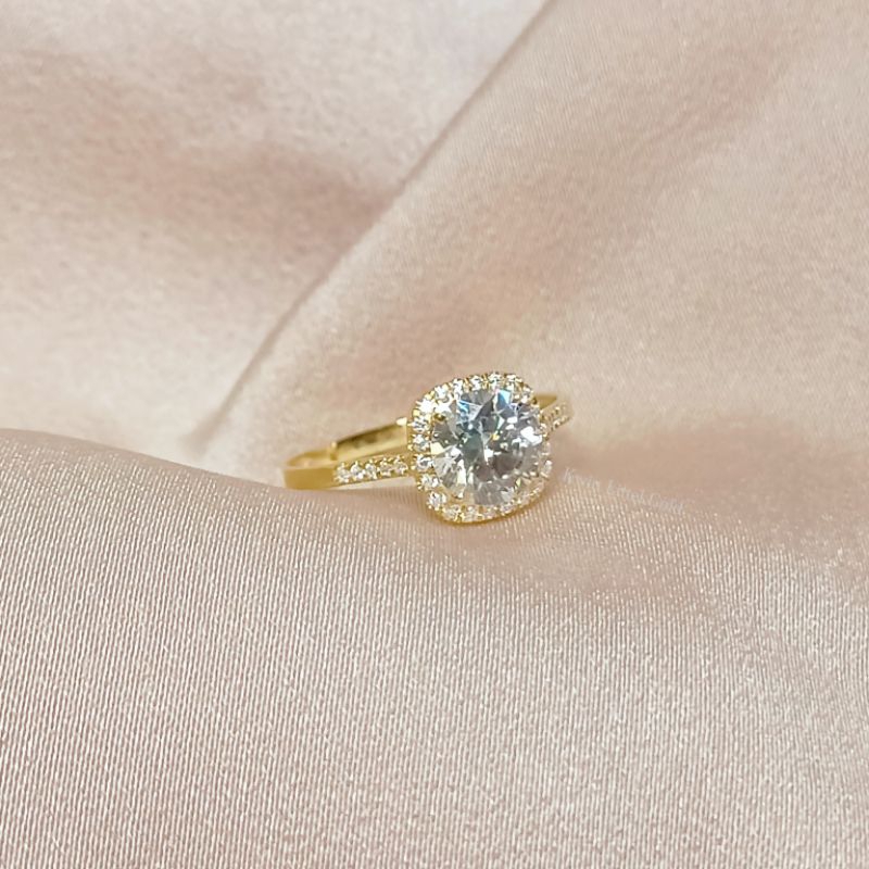 Elevated square ring / Moissanite Diamond/ 18k yellow gold pawnable ...