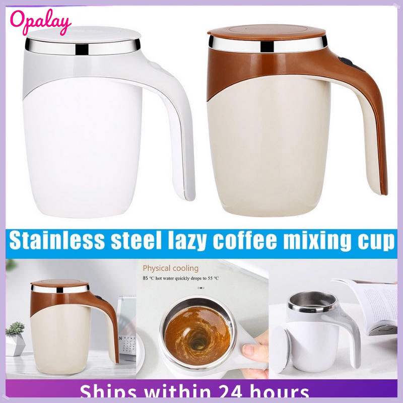 380ml Automatic Mixing Cup Creative Stainless Steel Coffee Milk Self