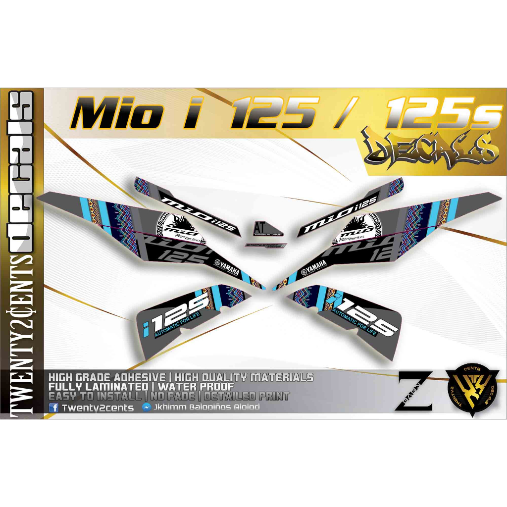 Yamaha Mio i 125 / 125s Decals High-Quality Stickers stock size (tribal