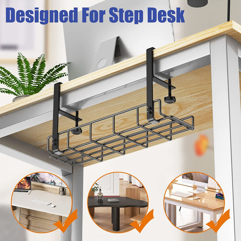No Drill Steel Under Desk Cable Management Tray Desk Cable Management ...
