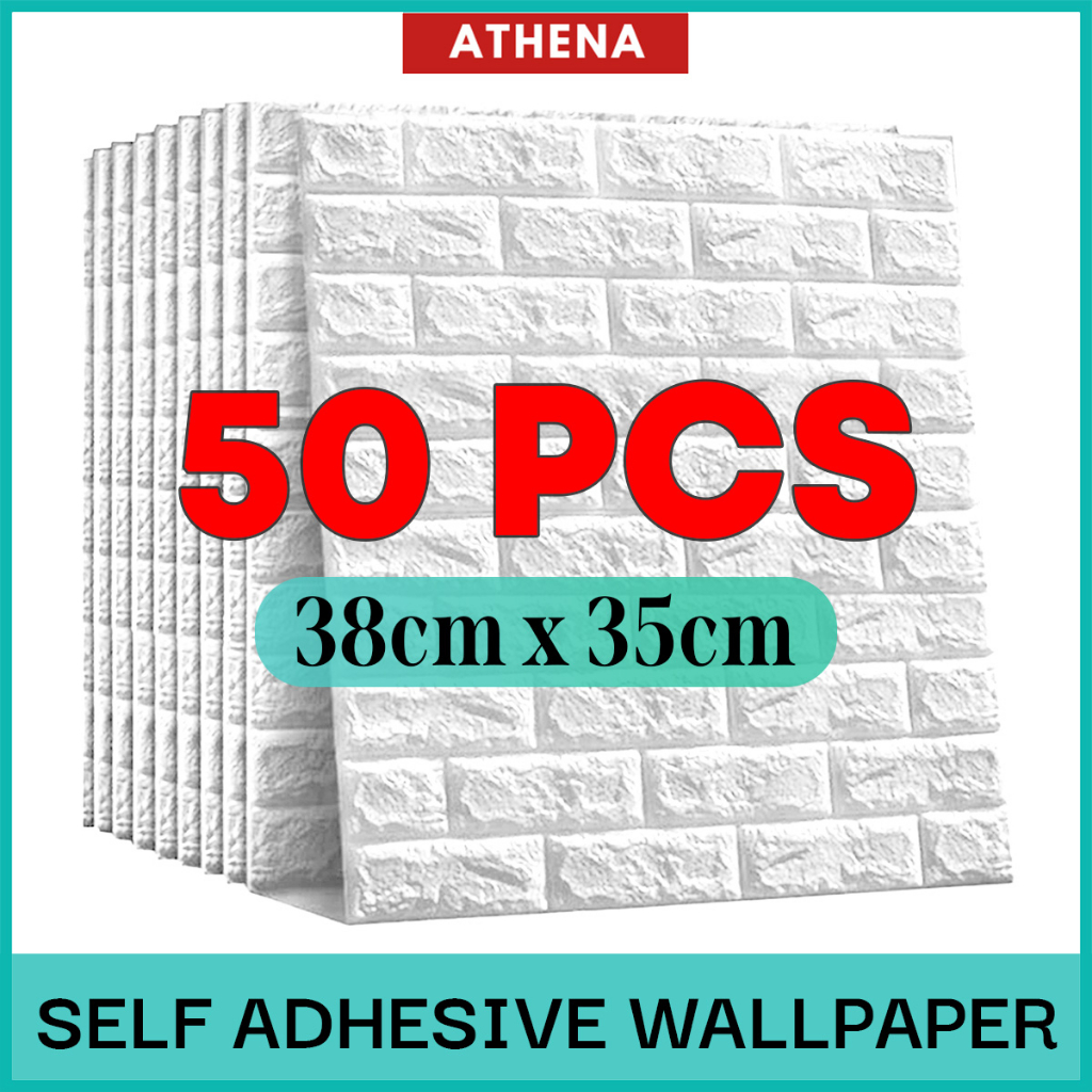 50pcs Wallpaper Brick 35x38cm 3D Wall Sticker Foam Self Adhesive