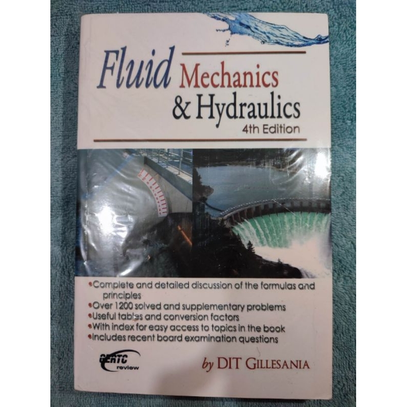 Fluid Mechanics and Hydraulics 4th Edition by DIT GILLESANIA Shopee Philippines