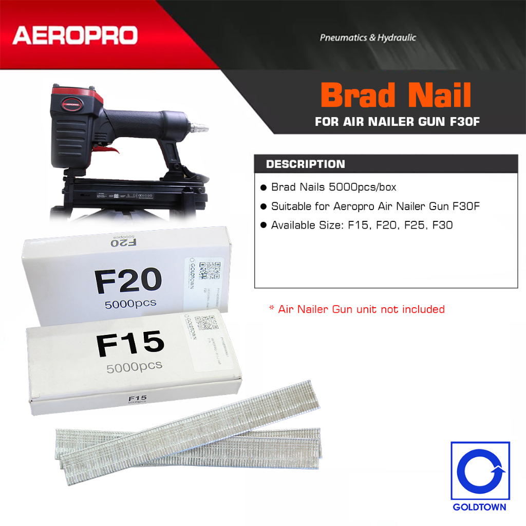 Aeropro Straight Brad Nails 5000pcs Box For Air Nailer Gun F30f