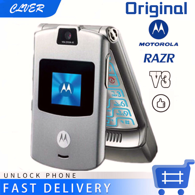 Original Motorola Razr V3 Flip Phone Unlocked Keypad Cellphone Gsm Quad ...