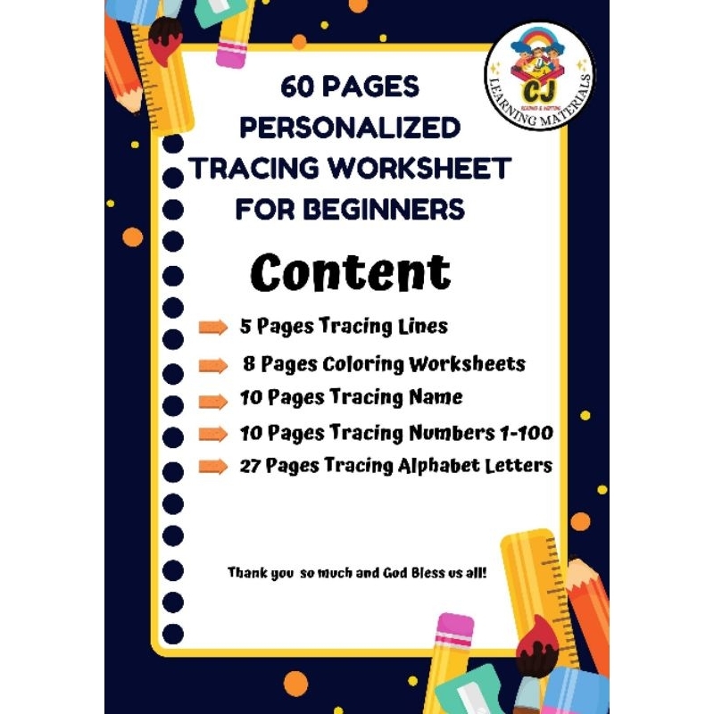 Personalized Tracing Workbook For Preschool Kindergarten Shopee