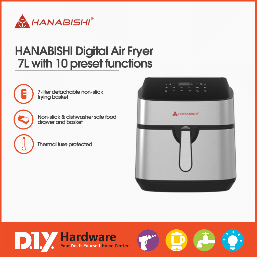Hanabishi Digital Air Fryer 7L HAFRYER70SSDIG with 10 preset functions
