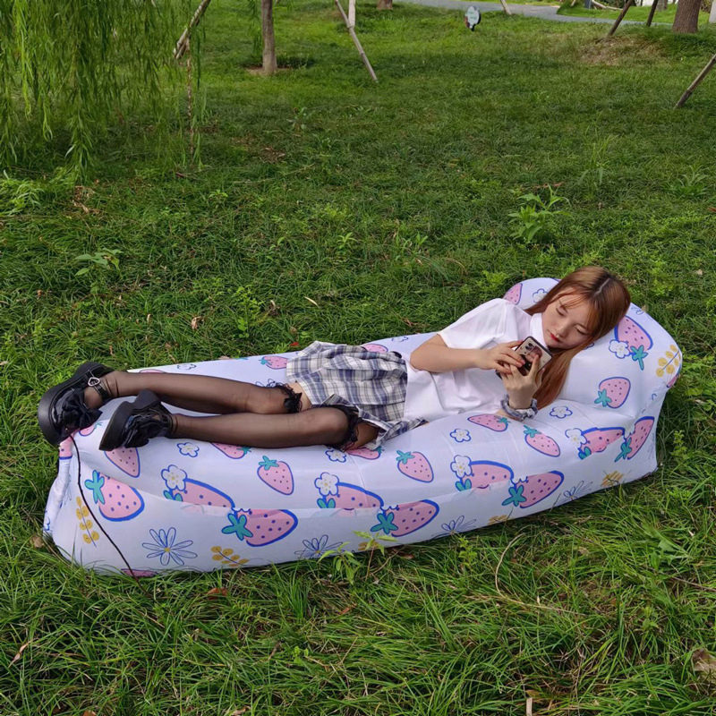 Inflatable Banana Bed Sleeping Bag with Pillow Portable Folding Sofa