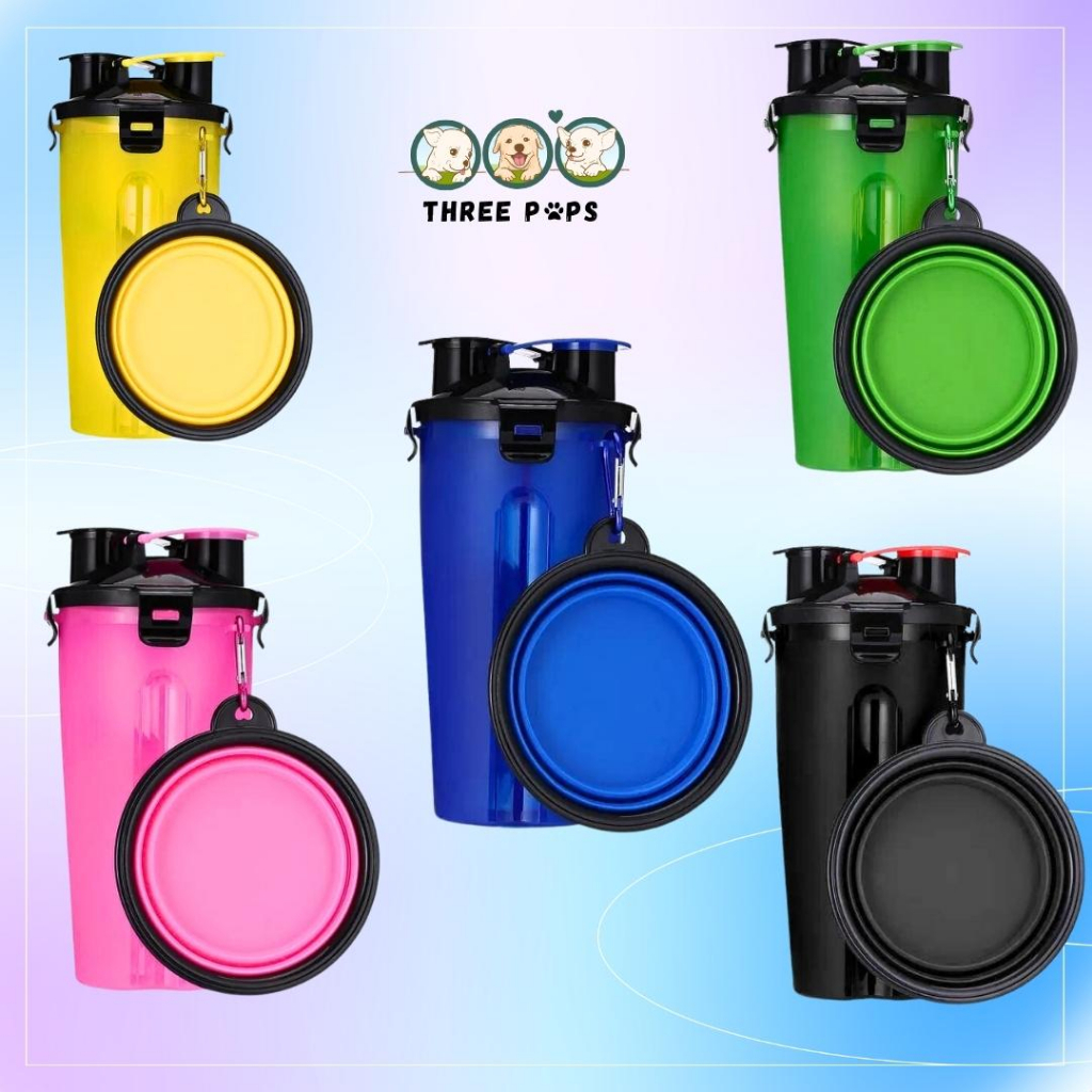 Dog Water Bottle Portable Outdoor Food Container with Silicone Bowl 2