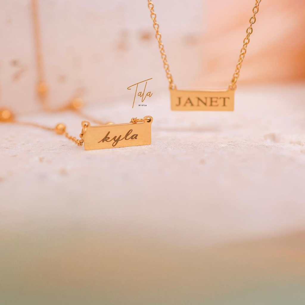 TALA by Kyla Dainty Rectangle Necklace Stainless Steel Hypoallergenic ...