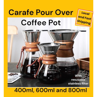 Coffee Maker Set Pour Over Drip Pot+Cone Coffee Dripper Filter Net 400ml  Chemex