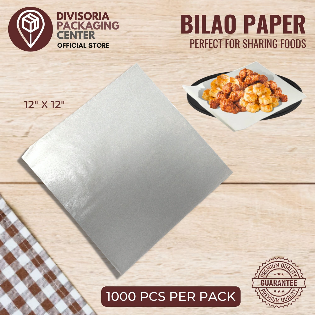 Bilao Paper Liner / Food Tray Liner 12 X 12 inches PLAIN WHITE ( 1,000 pcs / pack ) Shopee
