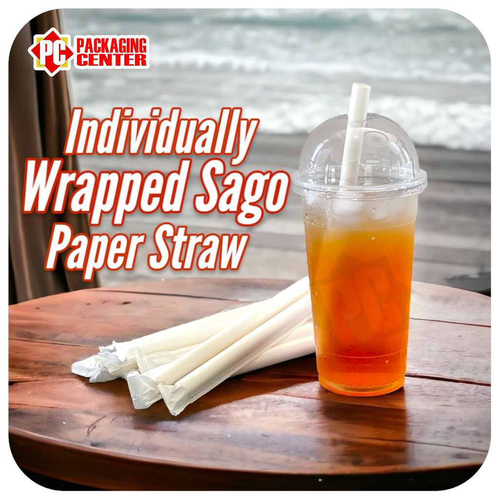 Individual Wrap Paper Sago Straw, Pointed or Flat [100pcs] Pc Packaging ...
