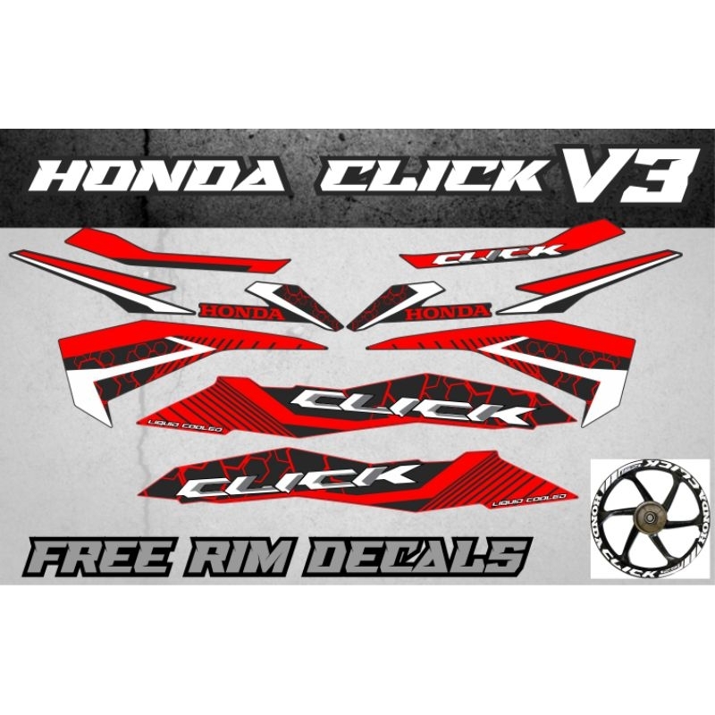 Honda Click v3 decals sticker, stock size, laminated Shopee Philippines