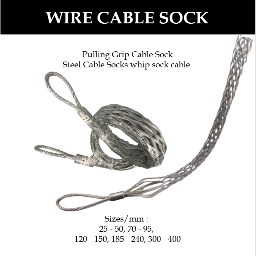 RTK Electric Wire Rope Stick Sock Cable Pulling Grip Steel Towing Socks