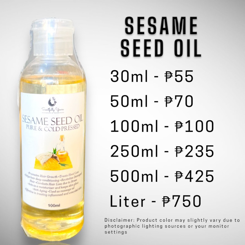 SESAME SEED OIL Carrier Oil (30ml - 100ml) | Shopee Philippines