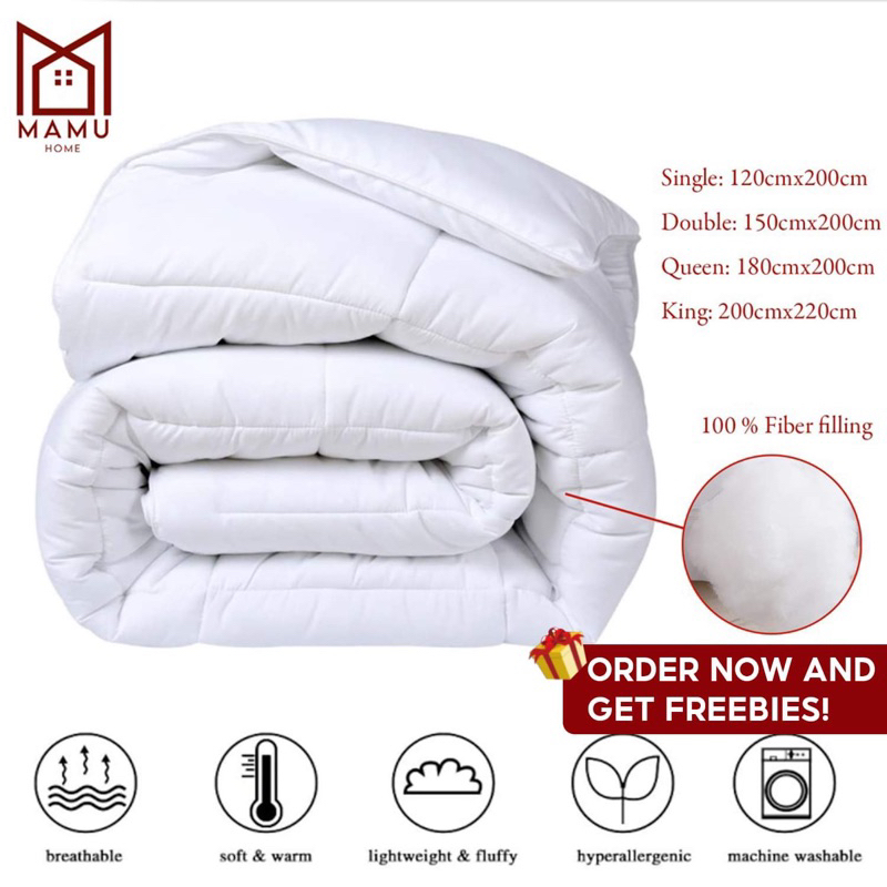 MAMU Thick White Duvet Filler Comforter Hotel Kumot queen Comforter