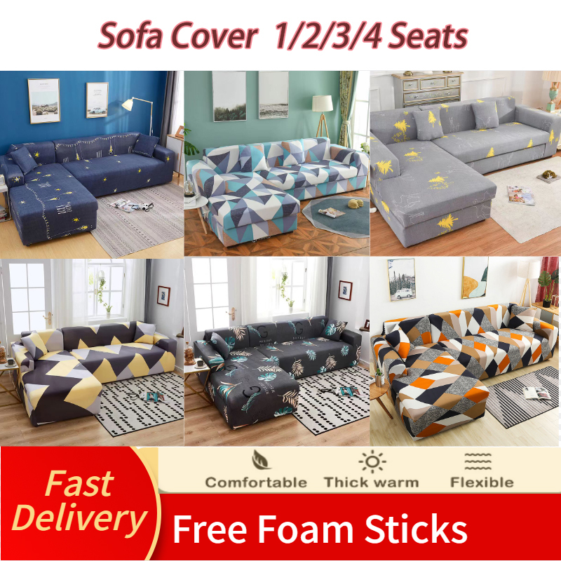 Elastic Sofa Cover Regular L Shape Retractable 1/2/3/4 Seat Cover Sofa