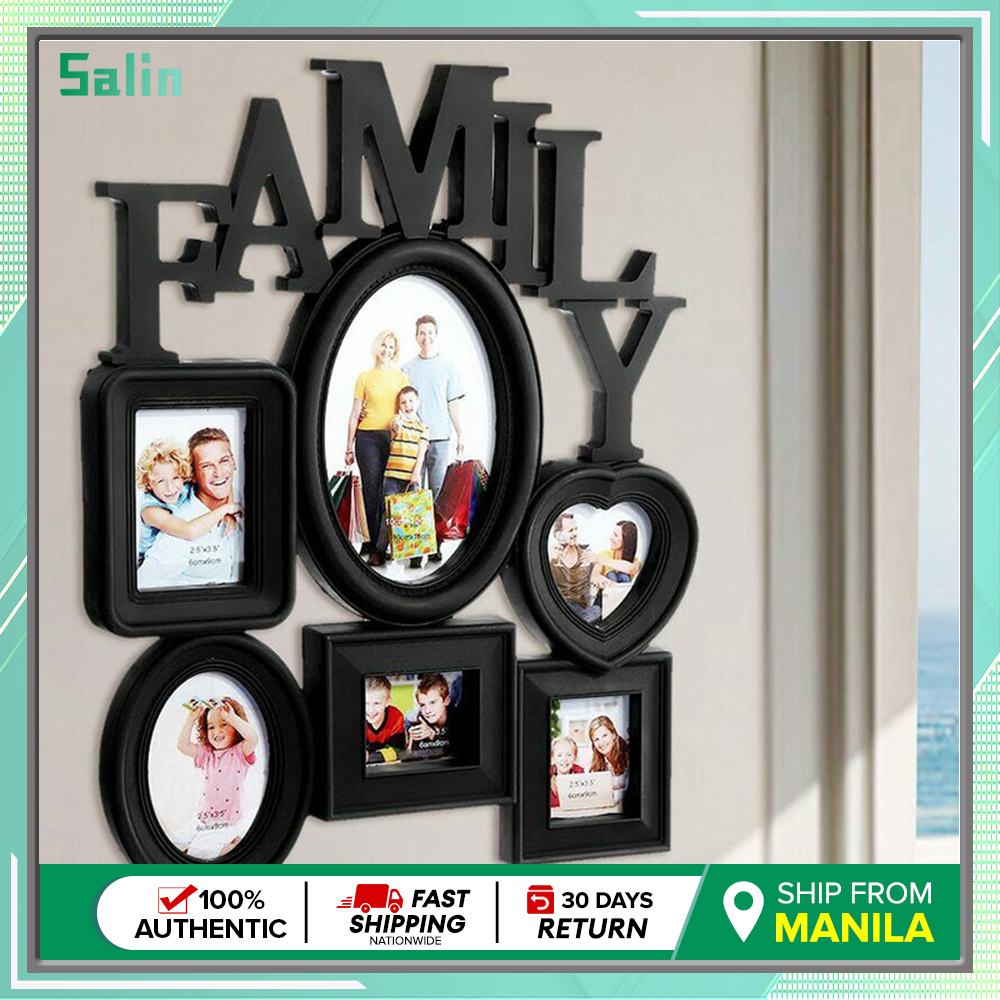 Family Photo Frames Wall Hanging Combination 6 Pictures Holder Display ...