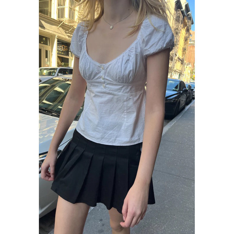 brandy melville blair cotton ruffle top | Shopee Philippines