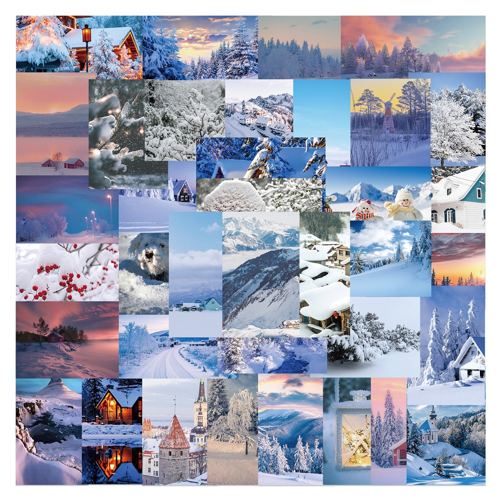 cod 50pcs Beautiful Snow Scenery Graffiti Waterproof sticker diy ...