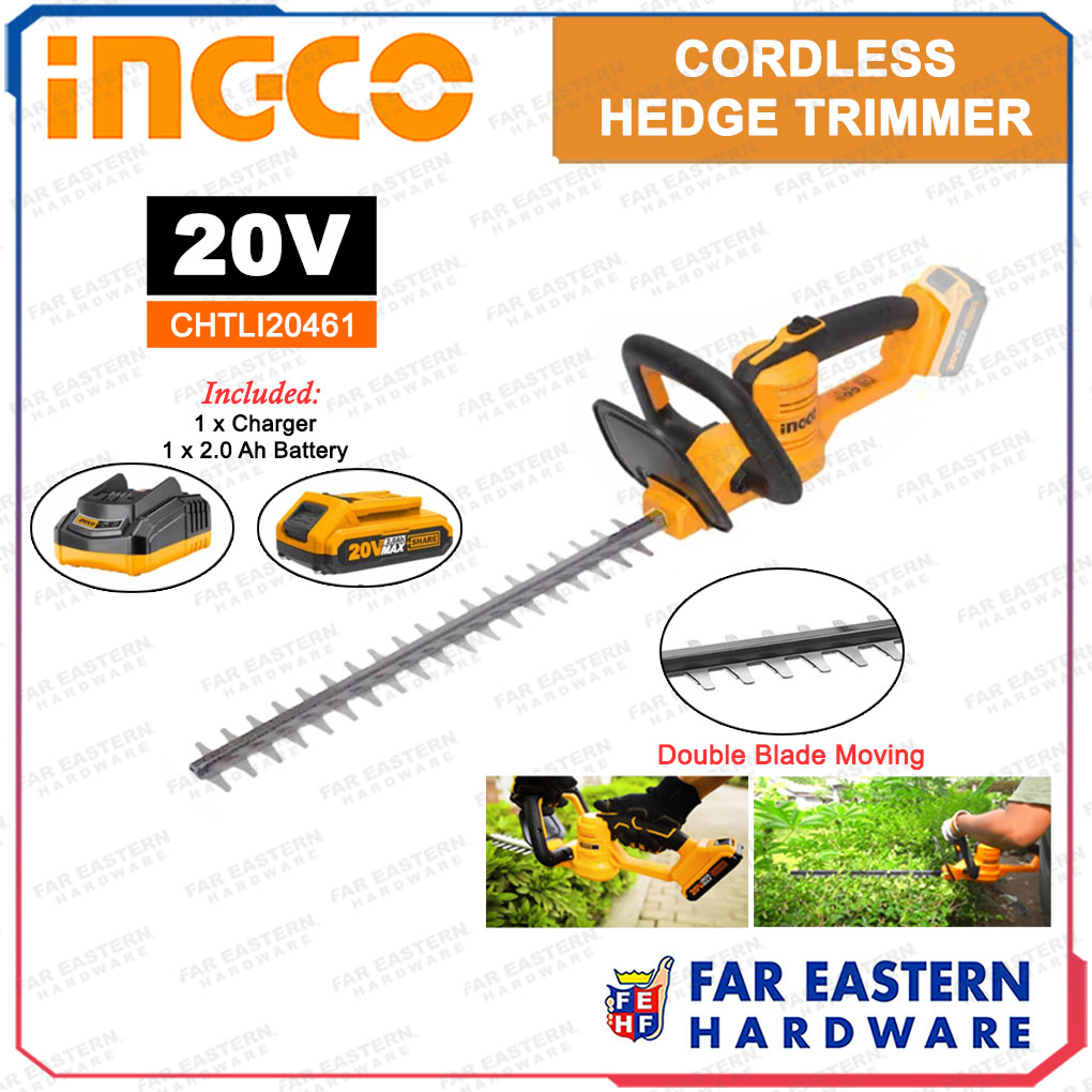 INGCO Cordless Hedge Trimmer 20V w/ Battery & Charger CHTLI20461 INPTCL