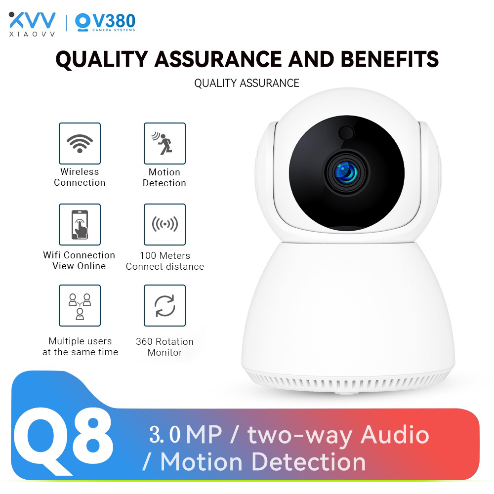 Xiaovv V380 Q8 3MP Wireless WiFi CCTV HD Night Vision Security Camera IP Smart Home PTZ