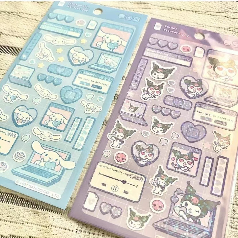 Sparkling Cute Stickers Kuromi cinnamoroll stickers Journal Toploader ...