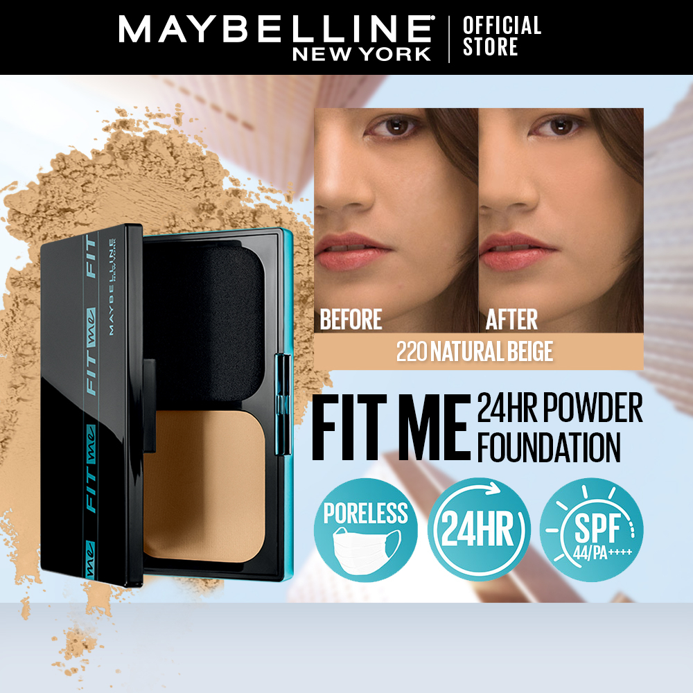 Maybelline Fit Me 24HR Powder Foundation Long lasting, Waterproof, Poreless, SPF 44 PA