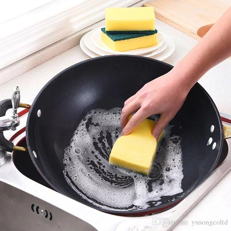 5PCS Double Sided Cleaning Sponge Wipe Household Scouring Sponge Pad ...