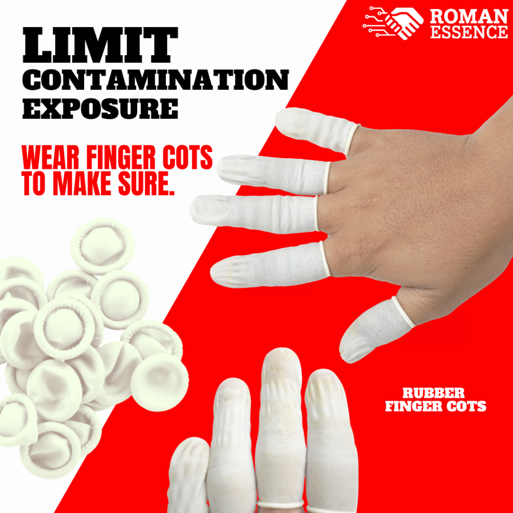 Chelle Clean Finger Cots Medium Rubber / Antistatic White & Pink