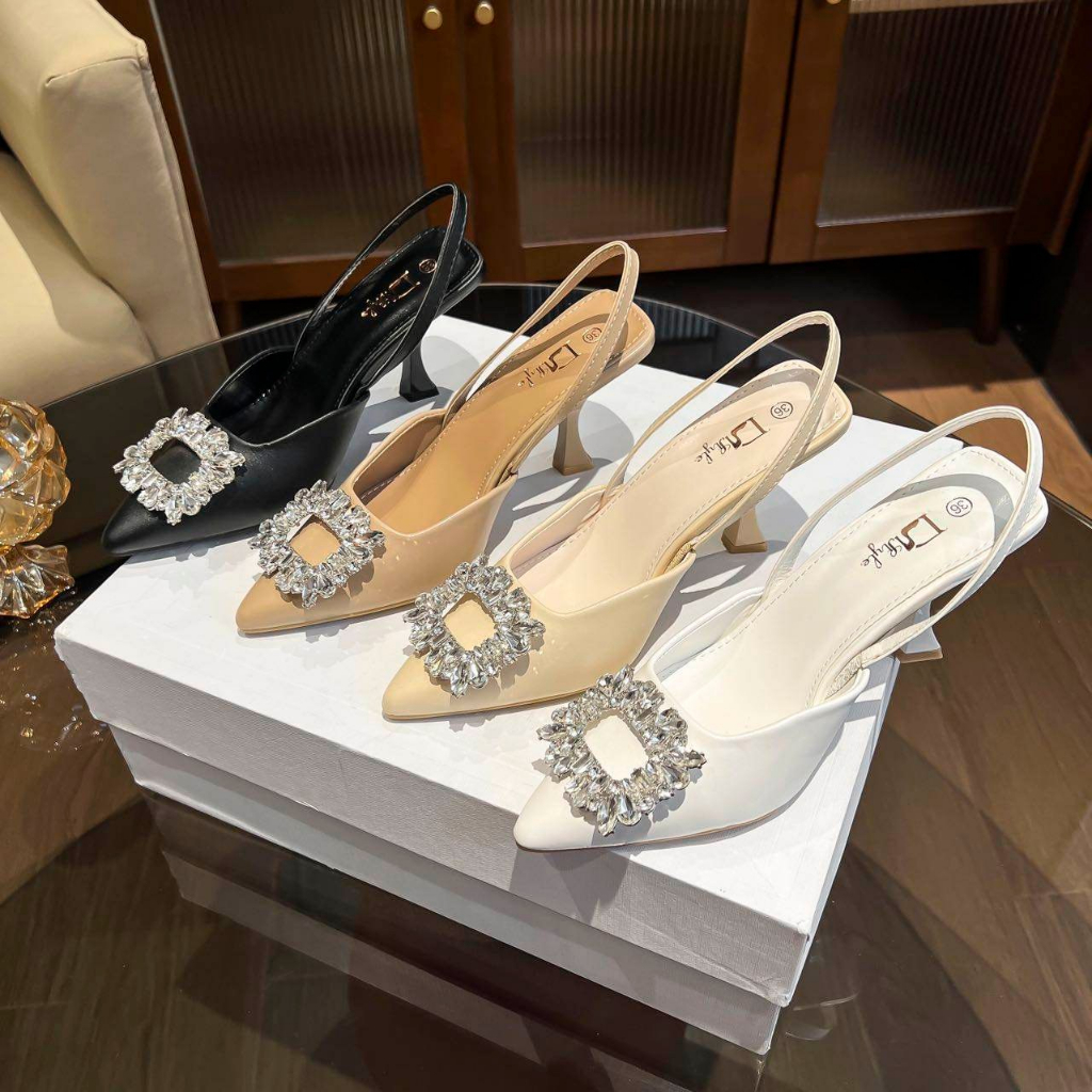 JK COD 7932-2 Pointed Crystal Heels for Women | Shopee Philippines