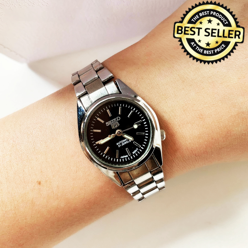 Seiko ladies black hot sale dial watch