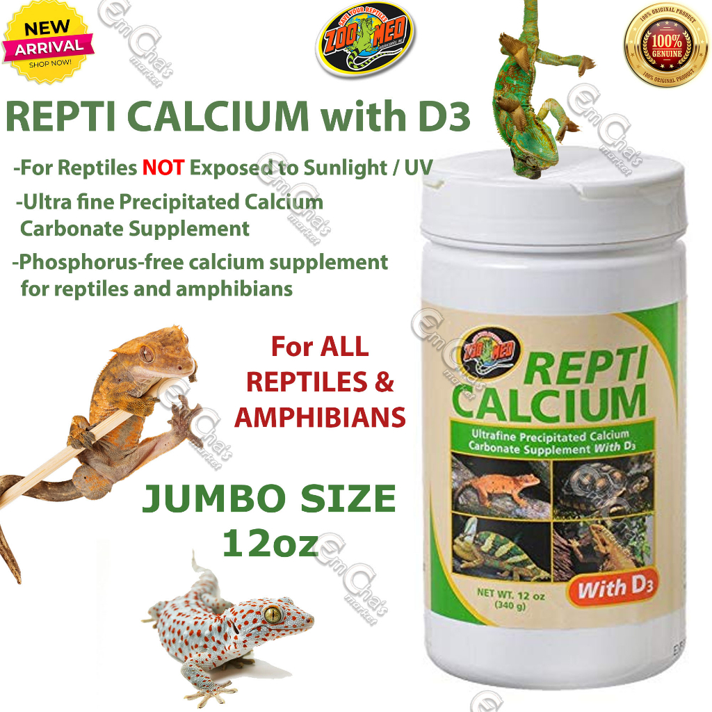 JUMBO 12oz Bottle Zoo Med Repti Calcium WITH D3 (GREEN BOTTLE) Reptile Calcium Supplement (rptam