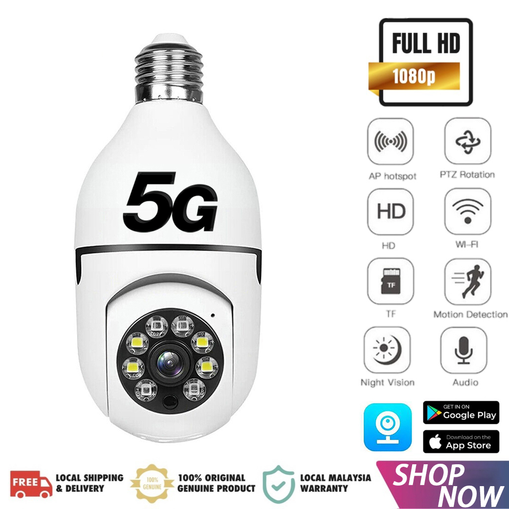 V380 Pro CCTV Bulb 5G Camera 1080P Smart Wireless Wifi 360° Rotate ...