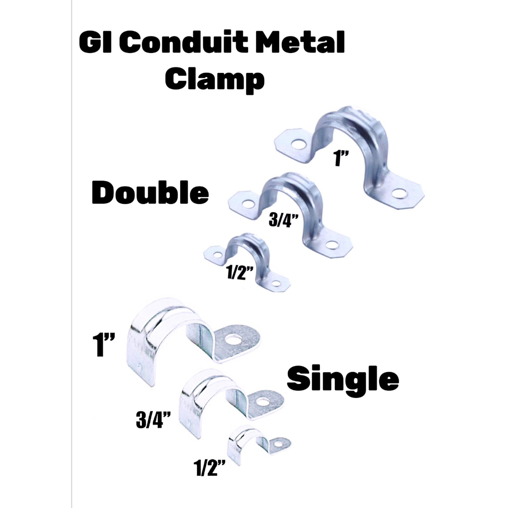 Heavy Duty Metal Conduit Clamps GI CLamps single double1/2 3/4 1