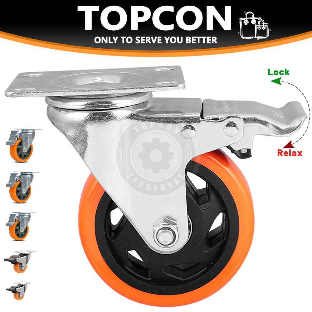 Topcon Caster Trolley Wheels Rotating With Lock 1.5