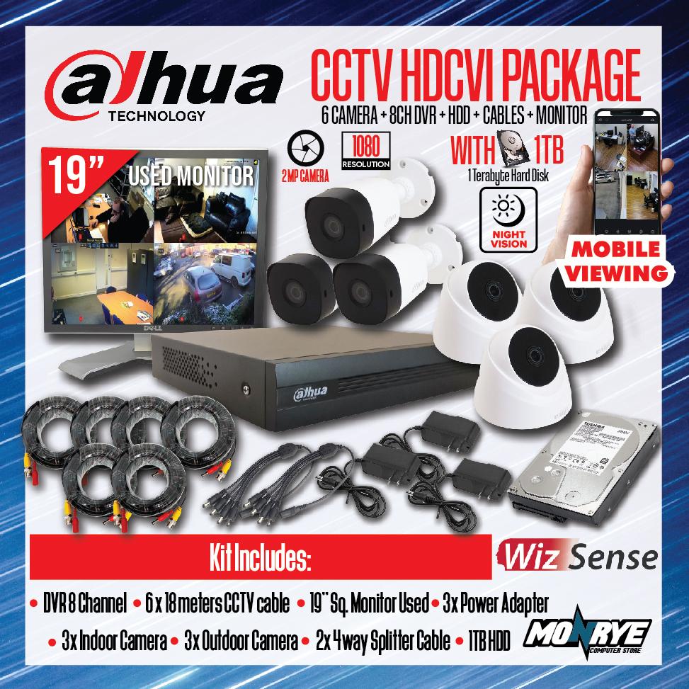 DAHUA CCTV HDCVI Complete Set BRAND NEW DVR Channel with HDD Camera  19 Inches Monitor