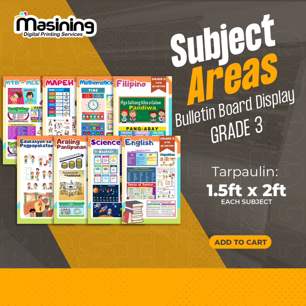 Subject Areas GRADE 3 Bulletin Board Display Tarpaulin 1.5ft x 2ft