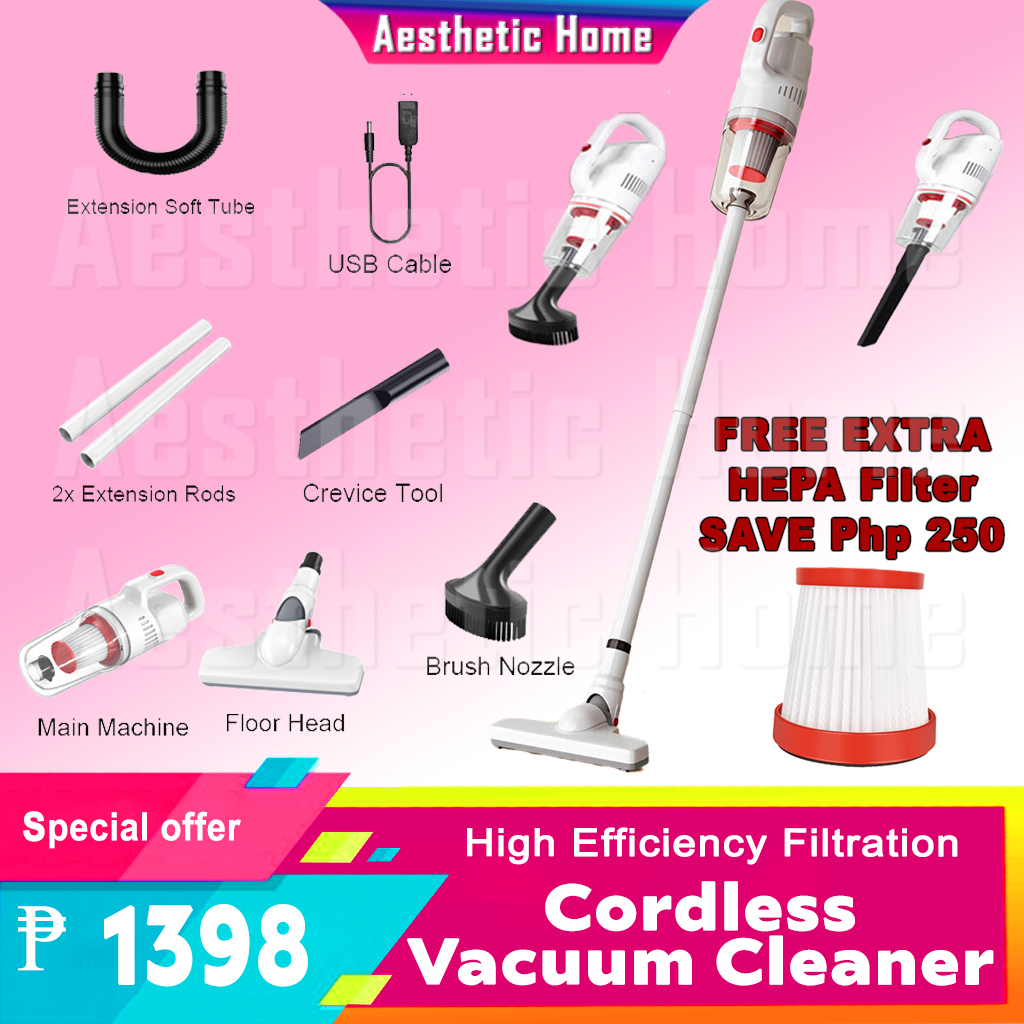 Cordless Handheld Vacuum Cleaner Rechargeable 12000Pa /120W (With FREE  extra HEPA Filter)