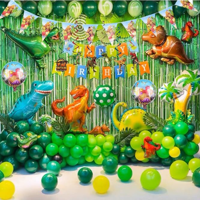 Dinosaur Theme Party Supplies Kids Birthday Festive Cartoon Balloons ...