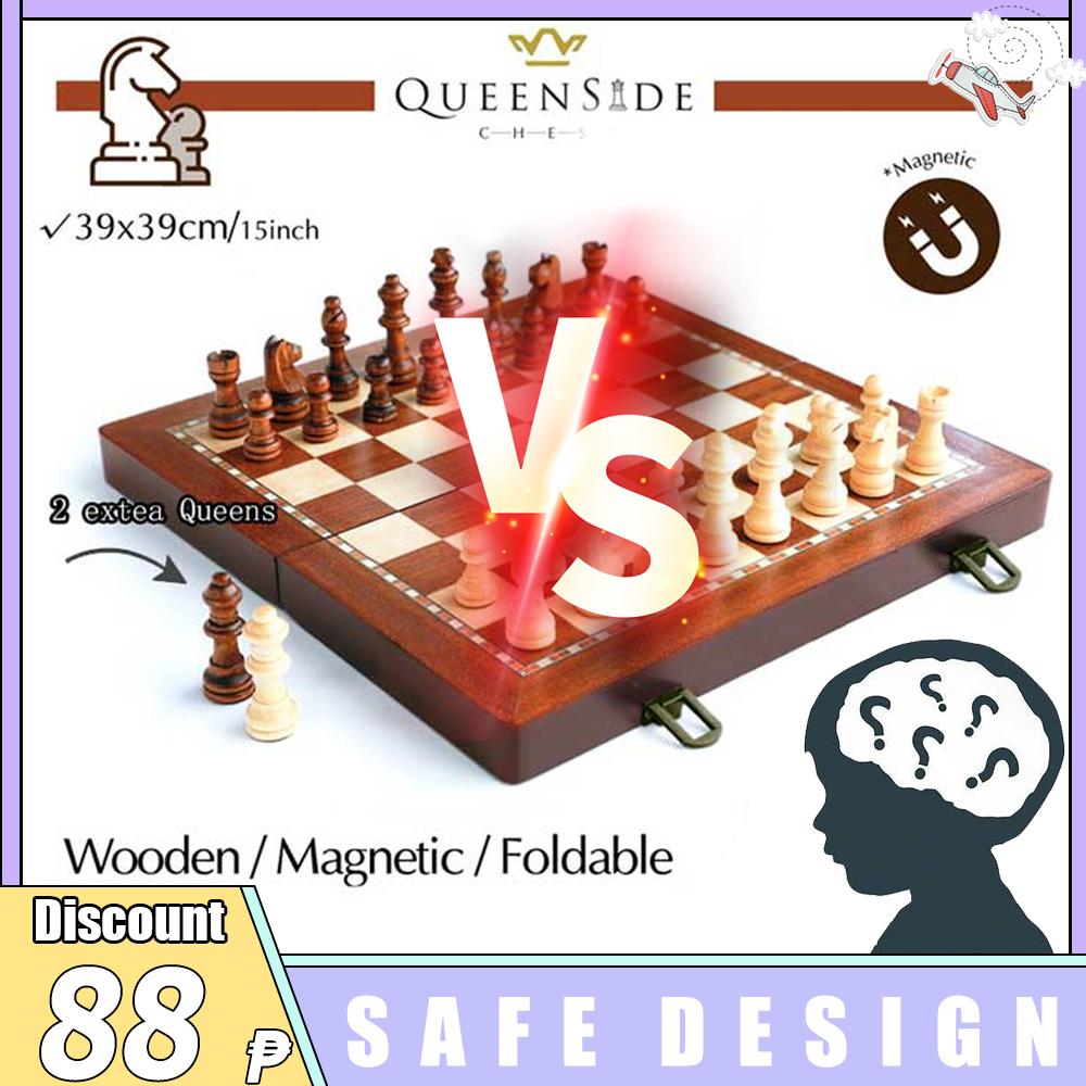 Magnetic Chess Folding Solid Wood Double Queen Set main image 1
