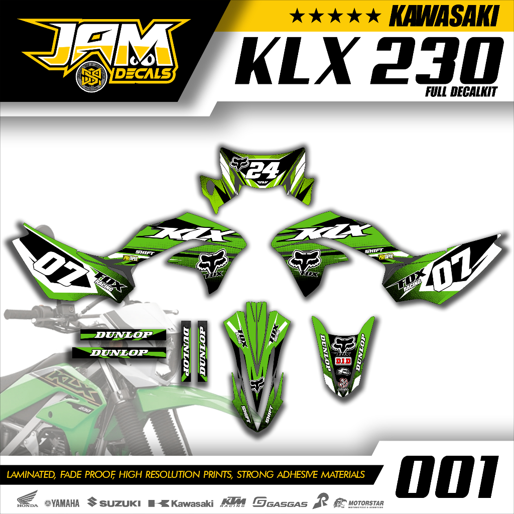 Kawasaki KLX 230 Full Decals w/ FREE RIM STICKER | Shopee Philippines