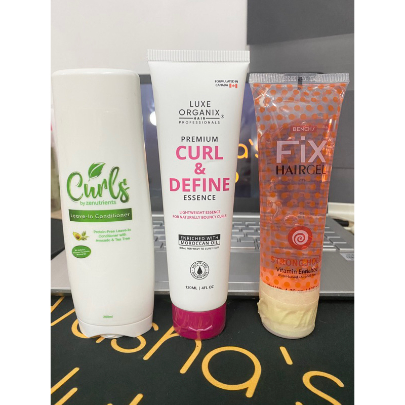 Atasha's HubCurls by Zenutrients Leave In Conditioner, Luxe Organix Curl and Define & Bench Gel