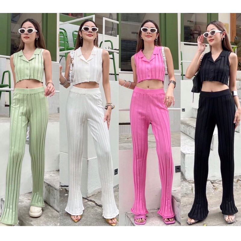 Only.Fashion CropTop Knitted Terno Pants #5648 | Shopee Philippines